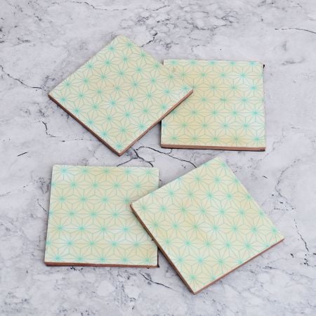 Beautiful Pattern Wooden Coasters for Decor - Pack of 4